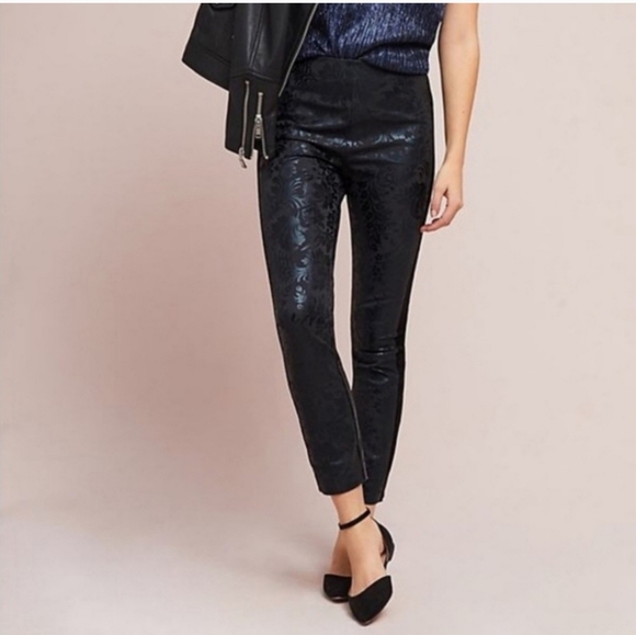 Anthropologie The Essential Skinny Jacquard Pant Size 8 - Picture 2 of 12